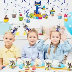 Pete The Cat Party in A Box Kit - Serves 10 People - Plates, Cups, Napkins, Utensils, Hats, Banners and More - Celebration, Birthday Party, Toddler