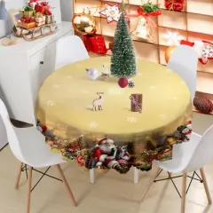 LOVEVOOK Christmas Tablecloth, Snowman Washable Snowflake Table Cloths Stain Resistant Dining Table Cover for Party Holiday Decor