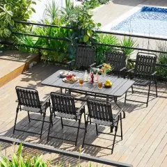Yaheetech 4pcs Outdoor/ Indoor Foldable Plastic Slatted Folding Dining Chairs With Metal Frame for Garden, Patio, Porch, Balcony