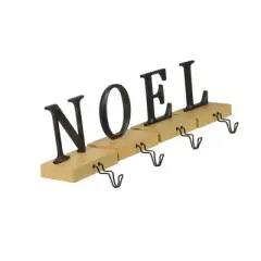 Northlight Metal Lettered "NOEL" Christmas Wooden Stocking Holders - 6" - Set of 4