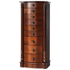 Tangkula 8 Drawers Old-fashioned Jewelry Cabinet Vanity Makeup Set Brown