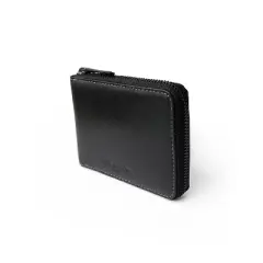 Club Rochelier Men's Full Leather Zipper Around Wallet with Center Wing