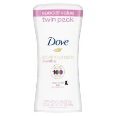 Dove Beauty Advanced Care Invisible Antiperspirant & Deodorant Clear Finish Twin - 2.6oz/2pk