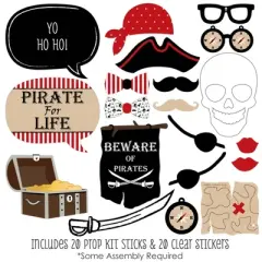 Big Dot of Happiness Beware of Pirates - Pirate Birthday Party Photo Booth Props Kit - 20 Count