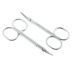 Unique Bargains Trimming Eyebrow Hair Curved Edge Scissors Silver Tone 2" x 2" 2 Pcs