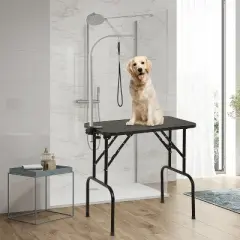 FDW 32/36 Inch Dog Grooming Table All-in-One Pet Grooming Station Foldable Table Portable Drying Table with Adjustable Arm Loop Noose