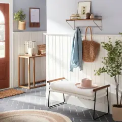 24" Wood & Brass Wall Shelf with Hooks - Hearth & Hand&trade; with Magnolia