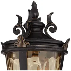 John Timberland Casa Marseille Vintage Outdoor Post Light Veranda Bronze with Pier Adaptor 28" Champagne Glass for Exterior Barn Deck House Porch Yard