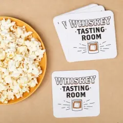 Big Dot of Happiness 25 Ct Whiskey Tasting Room Drink Coasters, 4-Inch Disposable Square Paper Coasters for Home Bar Accessories or Birthday Parties