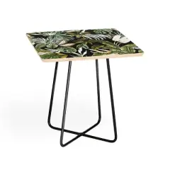 Marta Barragan Camarasa Dark Watercolor Jungle Side Table Black - Deny Designs