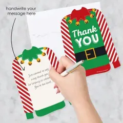 Big Dot of Happiness Ugly Sweater - Shaped Thank You Cards - Holiday and Christmas Party Shaped Thank You Cards with Envelopes - Set of 12