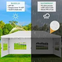 Slanted Roof 10x20 Pop Up Canopy Tent with 6 Removable Sidewalls, Commercial Heavy Duty Pop Up Canopy Tents