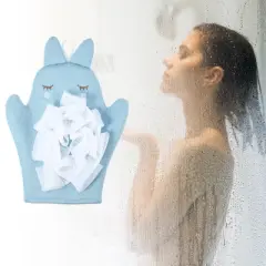 Unique Bargains Double Side Cartoon Shower Gloves for Bathroom 9.65"x7.28" 1 Pc