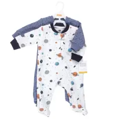 Hudson Baby Infant Boy Premium Quilted Zipper Sleep and Play 2pk, Space