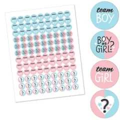 Big Dot of Happiness Baby Gender Reveal - Team Boy or Girl Party Round Candy Sticker Favors - Labels Fits Chocolate Candy (1 sheet of 108)