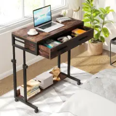 Tribesigns Portable Desk with Drawers, Mobile Laptop Desk with Wheels, Small Standing Desk for Home Office