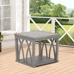 COWLOWN Outdoor Aluminum Side Table, Weather-Resistant Patio End Table with Slatted Top for Balcony, Garden, Poolside, or Deck