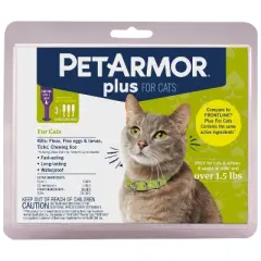 PetArmor Plus Flea and Tick Topical Treatment for Cats - Over 1.5lbs - 3 Month Supply - 0.051 fl oz