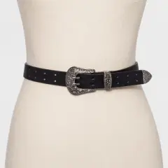 Women's Double Perf Western Belt - Wild Fable Black