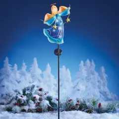 Collections Etc Solar Powered Angel in Blue Garden Stake Decoration