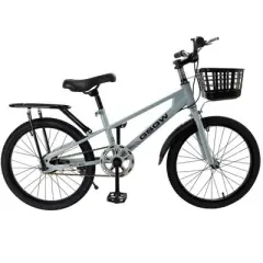 Topteng 20" Kid's Bike with Basket for Boys and Girls - Mist Blue