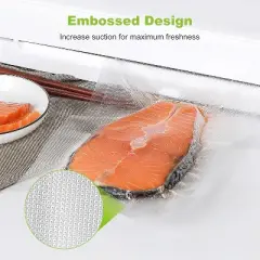 Bonsenkitchen 8" x 50' Vacuum Sealer Bags (2-pack), BPA-free, heavy-duty, textured rolls for food storage, sous vide cooking, customizable size