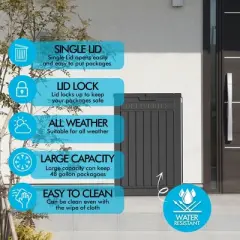 Sersper 48 Gallon Multi-Purpose Lockable Trash, Storage & Parcel Drop Box, Waterproof Resin, Black (4 Pack)