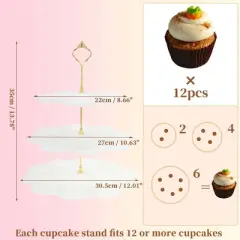 Unique Bargains 3-Layer Dessert Cupcake Stand Flower-shaped with Tiered Serving Tray for Pastries Donuts and Fruits White Glod Tone