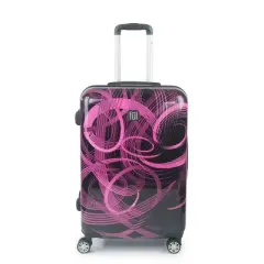FUL Atomic 24 Inch Spinner Rolling Luggage Suitcase, ABS Hard Case, Upright, Pink