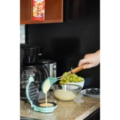 Crownful Mini Waffle Maker Machine, 4 Inch Chaffle Maker with Compact Design（Green）