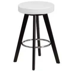 Emma and Oliver 24"H Contemporary Vinyl Counter Stool with Cappuccino Wood Frame