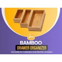 YBM HOME Bamboo Drawer Organizer Storage Box for Kitchen Drawer, Junk Drawer, Office, Bedroom, Children Room, Craft, Sewing, and Bathroom, Pack of 2