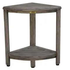 CoastalVogue&reg; SnazzyCorner&reg; 18" Teak Wood Corner Shower Bench with Shelf in Antique Gray Finish - Target Plus Gray 17"L x 12"D x 18"H