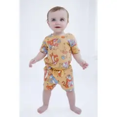 Disney Winnie the Pooh Waffle Knit T-Shirt Shorts Outfit Set Newborn to Infant