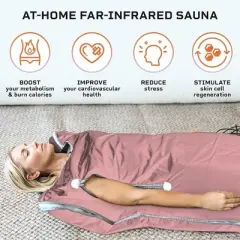 LifePro Portable Far Infrared Sauna Blanket for Home Detox - Large Pink Design for Calmness, Relaxation and Effective Detoxification