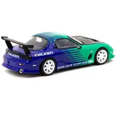 Mazda RX-7 FD3S RHD (Right Hand Drive) Green and Blue "Falken" Livery "Global64" Series 1/64 Diecast Model Car by Tarmac Works