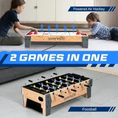 SereneLife 38" Table Top Air Hockey & 40" Foosball Set - 2-in-1 Swivel Game Table with Soccer Ball, Pucks & Pushers