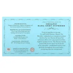 Harney & Sons Black Tea Organic Earl Grey Supreme 50 Tea Bags 3.17 oz