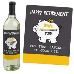 Big Dot of Happiness Retirement Party - Gifts for Women and Men - Wine Bottle Label Stickers - Set of 4