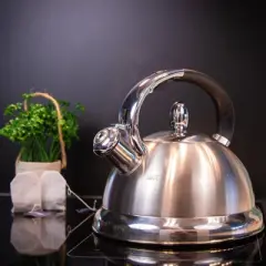 Cilio Whistling Water Kettle "Conte", s/s, silver, 2.9 qt.