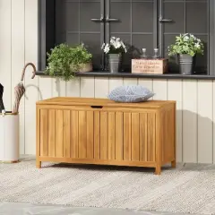 GDFStudio Tritas Patio 100 Gallon Acacia Wood Deck Storage Box, Teak