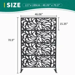 GustoWave Metal Privacy Screen with Stand - 71"X 46" Freestanding Outdoor Decorative Privacy Panels &ndash; Weather-Resistant Rustproof Room Divider (Black)