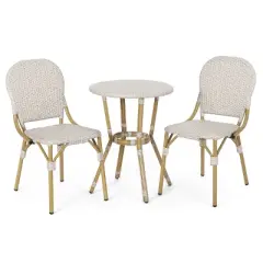 NicBex Outdoor Dining Table Set Bistro Table with Rattan Top & Chairs,Patio Furniture Bistro Set for Garden,Backyard,Poolside