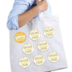 Big Dot of Happiness Golden Birthday - 3 inch Happy Birthday Party Badge - Pinback Buttons - Set of 8