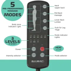 Belmint Full Body Vibrating Massage Mat with Heat, 5 Massage Modes, 3 Intensity Levels, Beige,