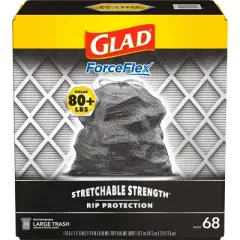 Glad ForceFlex + Large Drawstring Black Trash Bags - 30 Gallon - 68ct