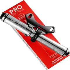 PRO BIKE TOOL Mini Bike Pump Fits Presta and Schrader valves, Silver