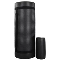 BalanceFrom All-Purpose 71" x 24" x 1-Inch Extra Thick High Density Anti-Tear Exercise Yoga Mat, Knee Pad with Carrying Strap & 2 Yoga Blocks, Black