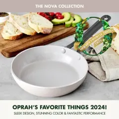 GreenPan Nova 7pc Ceramic Nonstick Aluminum Cookware Set Cloud Gray with Black Stainless Steel Handles