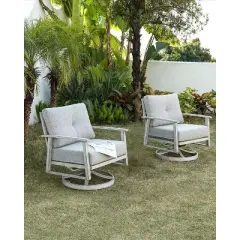 COWLOWN 2 Piece Outdoor Swivel Patio Chairs Set, Aluminum Frame Armchairs, All-Weather Conversation Chairs for Garden, Poolside, Lawn